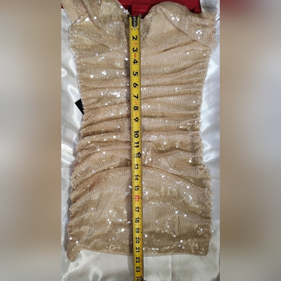 Strapless Sequin Dress - Tan - Picture 9 of 12